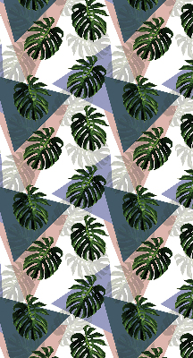 Blackout roller blind for window with botanical leaf pattern print
