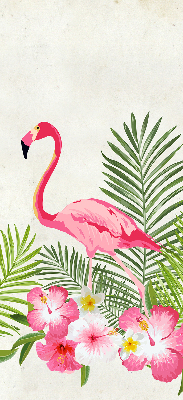 Fabric roller blind for window Flamingos by the leaves