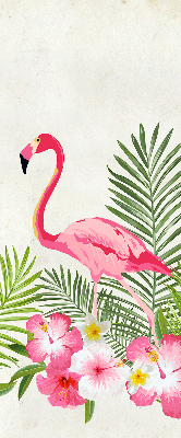 Fabric roller blind for window Flamingos by the leaves