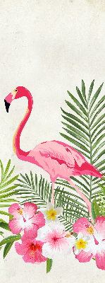 Fabric roller blind for window Flamingos by the leaves