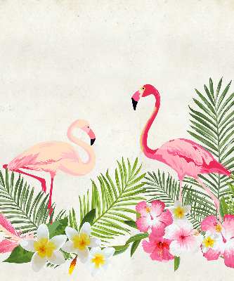 Fabric roller blind for window Flamingos by the leaves