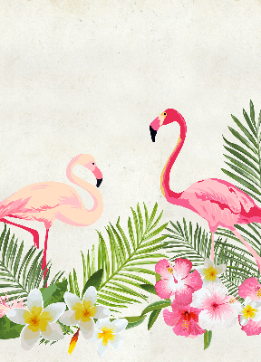 Fabric roller blind for window Flamingos by the leaves