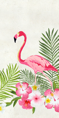 Fabric roller blind for window Flamingos by the leaves
