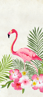 Fabric roller blind for window Flamingos by the leaves