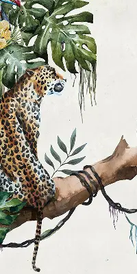 Blackout roller blind with cheetahs on a branch pattern
