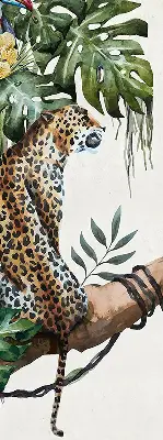 Blackout roller blind with cheetahs on a branch pattern