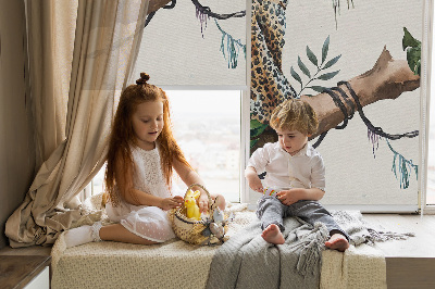 Blackout roller blind Cheetahs on a branch