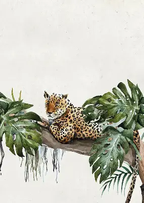 Blackout roller blind with cheetahs on a branch pattern