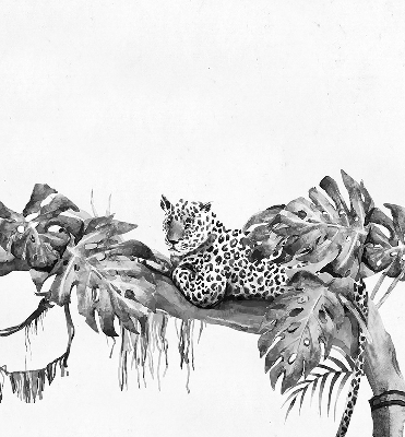 Blackout roller blind for window Drawn cheetahs on a branch