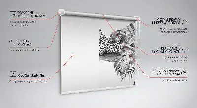 Blackout roller blind for window with a pattern of cheetahs on a branch