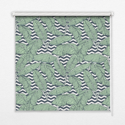 Blackout roller blind for window Palm leaves on a black and white background