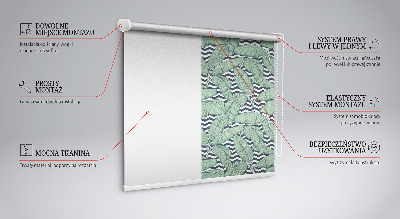 Blackout roller blind for window Palm leaves on a black and white background