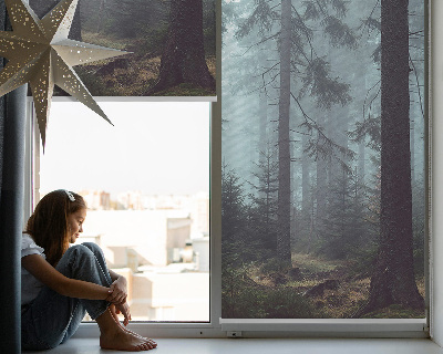 Fabric roller blind for window Forest at night