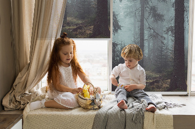 Fabric roller blind for window Forest at night