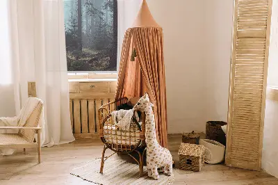 Fabric roller blind for window forest at night design