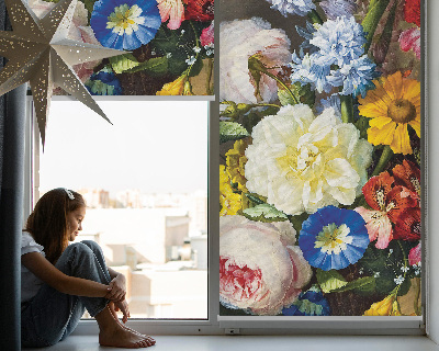 Blackout roller blind with a bouquet of flowers print