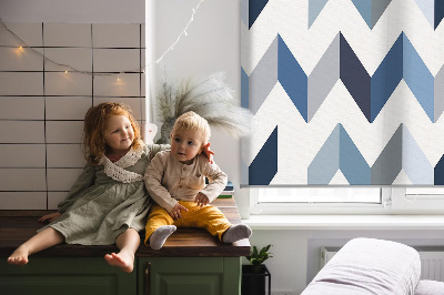 Blackout roller blind in blue herringbone