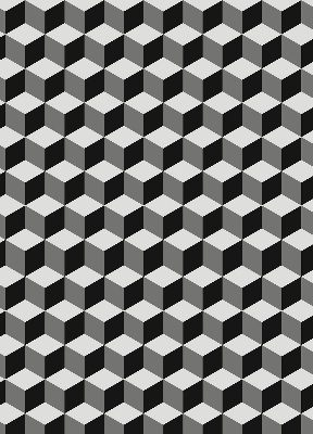 Blackout roller blind for window with 3D cubes pattern