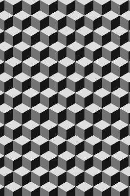 Blackout roller blind for window with 3D cubes pattern