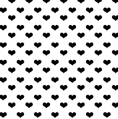 Blackout roller blind with black hearts pattern