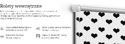 Blackout roller blind with black hearts pattern