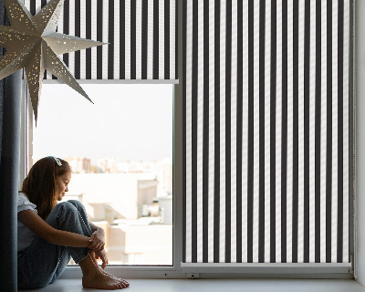 Blackout roller blind for window Black and white stripes