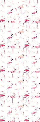 Blackout roller blind with flamingo and feather pattern