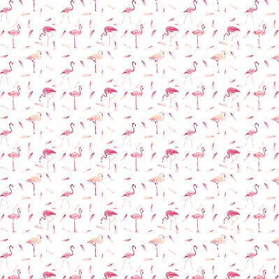 Blackout roller blind with flamingo and feather pattern