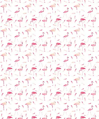 Blackout roller blind with flamingo and feather pattern