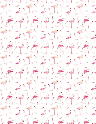 Blackout roller blind with flamingo and feather pattern