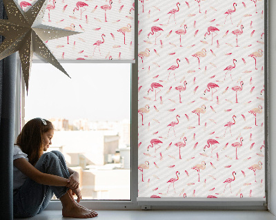 Blackout roller blind Flamingos and their feathers