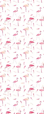Blackout roller blind with flamingo and feather pattern