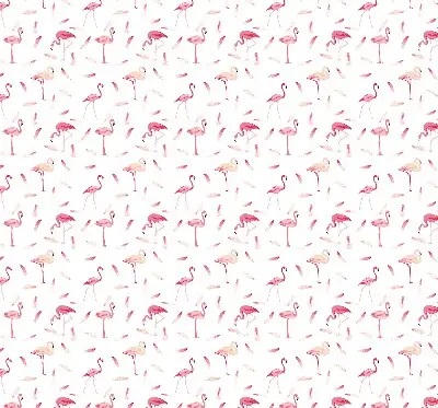 Blackout roller blind with flamingo and feather pattern