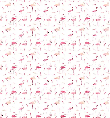 Blackout roller blind with flamingo and feather pattern