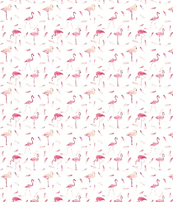 Blackout roller blind with flamingo and feather pattern