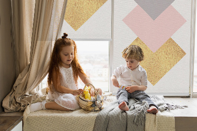 Fabric roller blind for window Overlapping squares