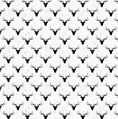 Blackout roller blind with black deer head pattern