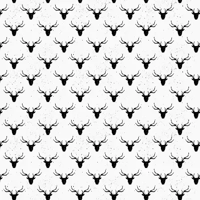 Blackout roller blind with black deer head pattern