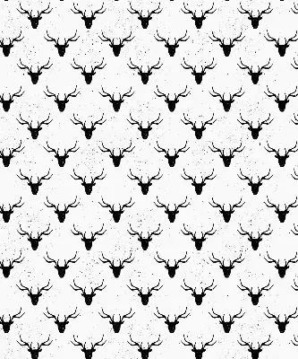 Blackout roller blind with black deer head pattern