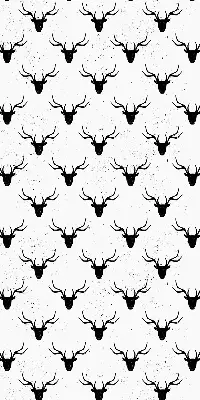 Blackout roller blind with black deer head pattern