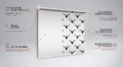 Blackout roller blind with black deer head pattern