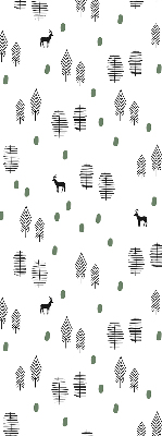 Blackout roller blind for window Drawn trees and deer