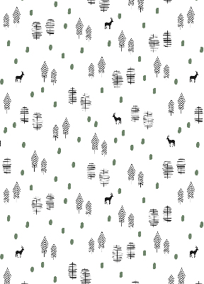 Blackout roller blind for window Drawn trees and deer