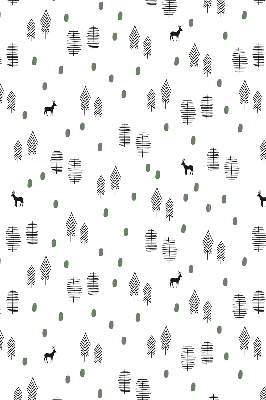 Blackout roller blind for window Drawn trees and deer