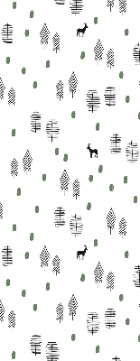 Blackout roller blind for window with drawn trees and deer print