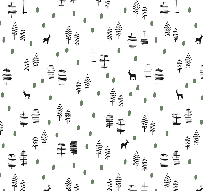 Blackout roller blind for window Drawn trees and deer