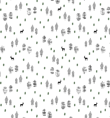 Blackout roller blind for window Drawn trees and deer