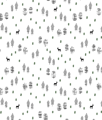 Blackout roller blind for window Drawn trees and deer