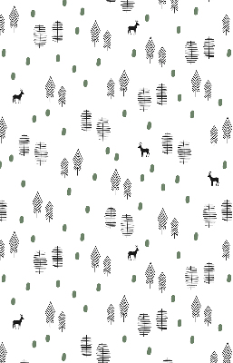Blackout roller blind for window Drawn trees and deer
