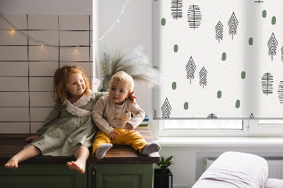 Blackout roller blind for window Drawn trees and deer